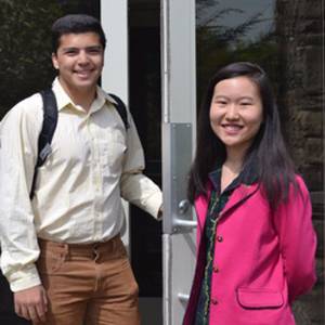 Two students near the door