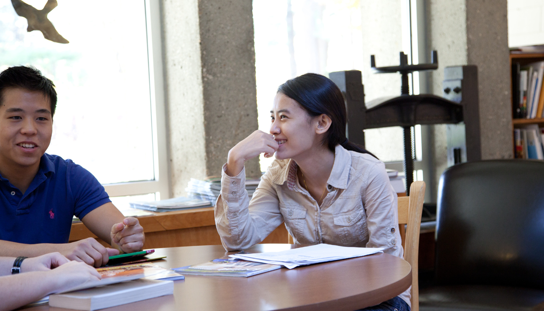 Students studying in the library