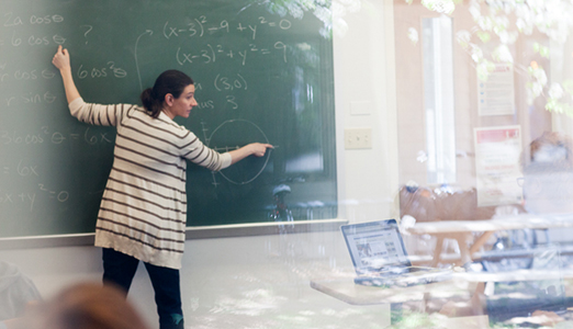 Female professor teaches about equations.