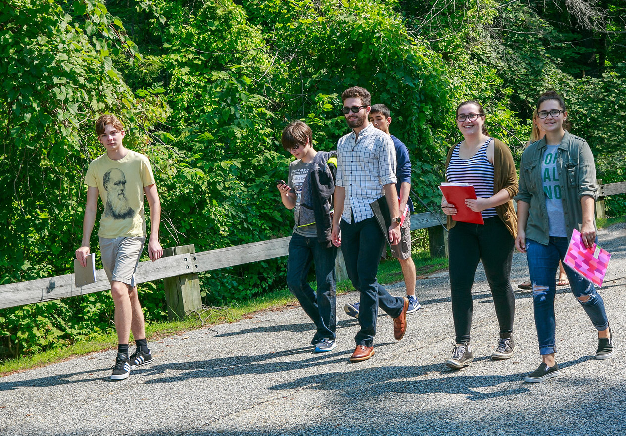 Students walking outdoors