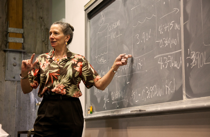 Professor Patricia Dooley in Fisher Lecture Hall.