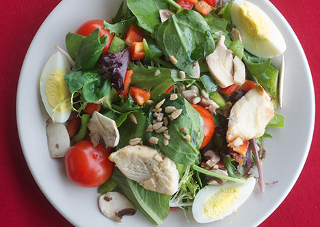 A salad from the dining hall salad bar