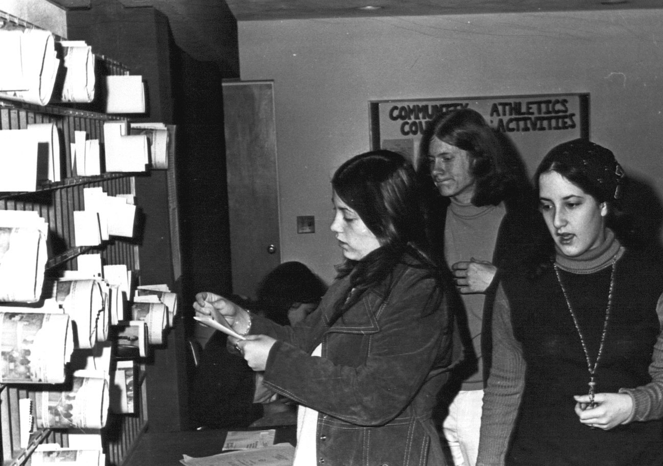 Student Mailboxes, Hall College Center, 1970s